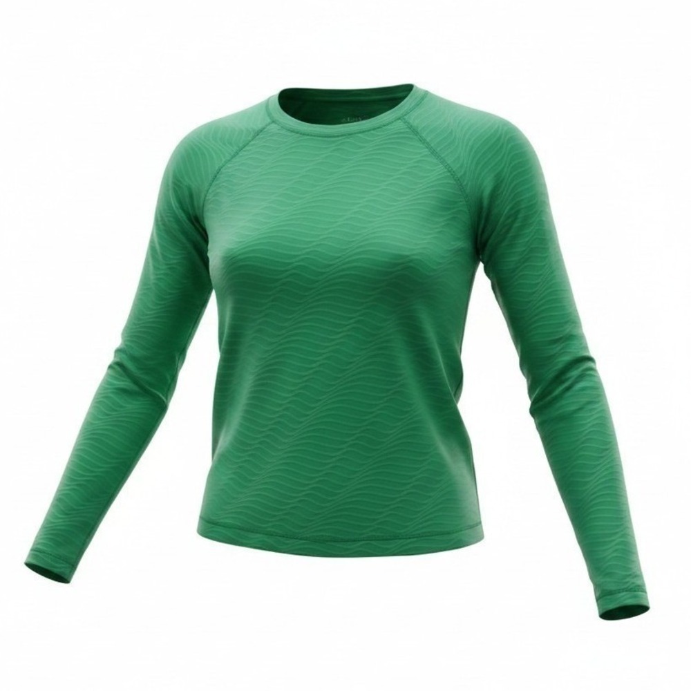 Isabella Active Wear Green Wavy Textured Long Sleeve Crop Tee‎ Shirt XL NWT